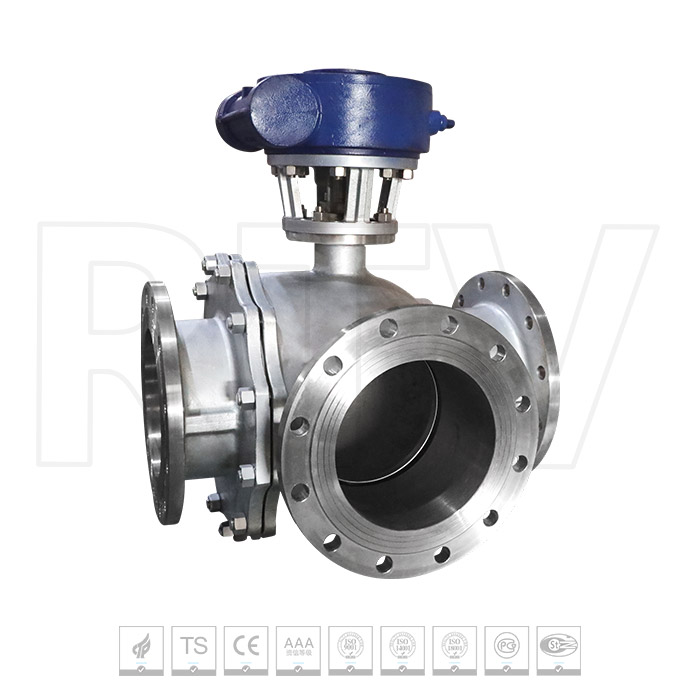 Three way flange ball valve