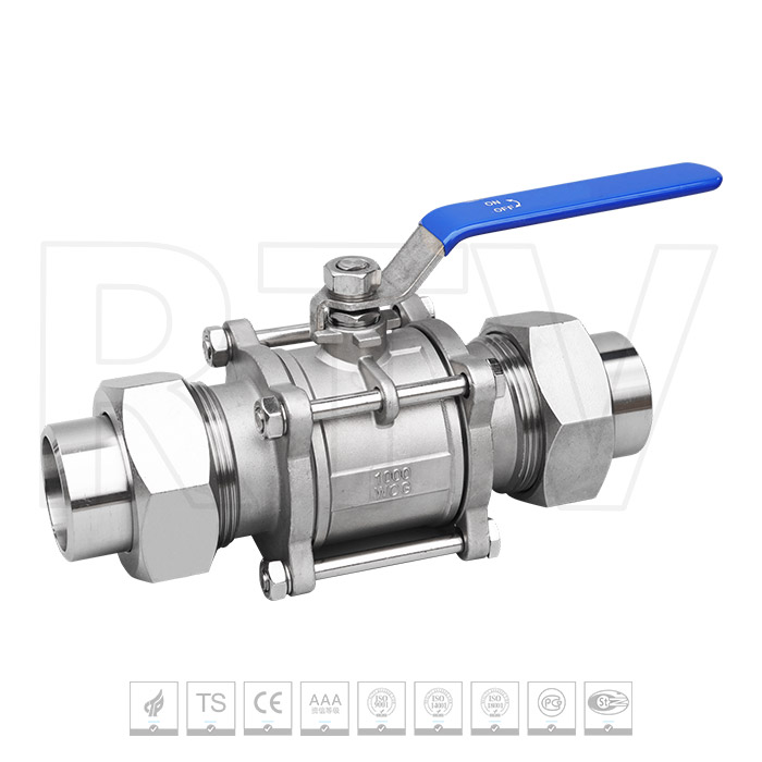 Three piece welded ball valve