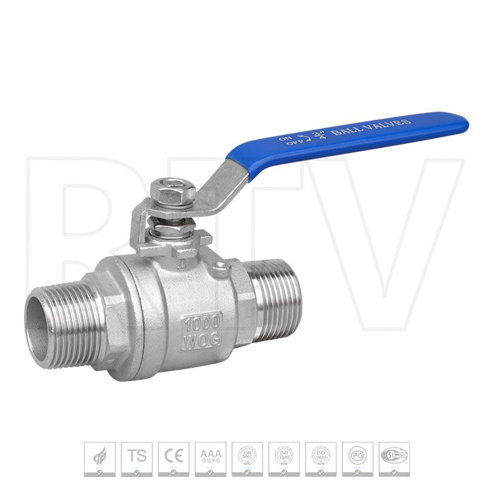 Two piece external thread ball valve