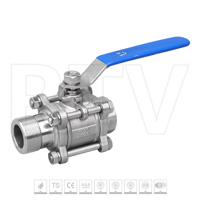 Three piece inner and outer ball valve